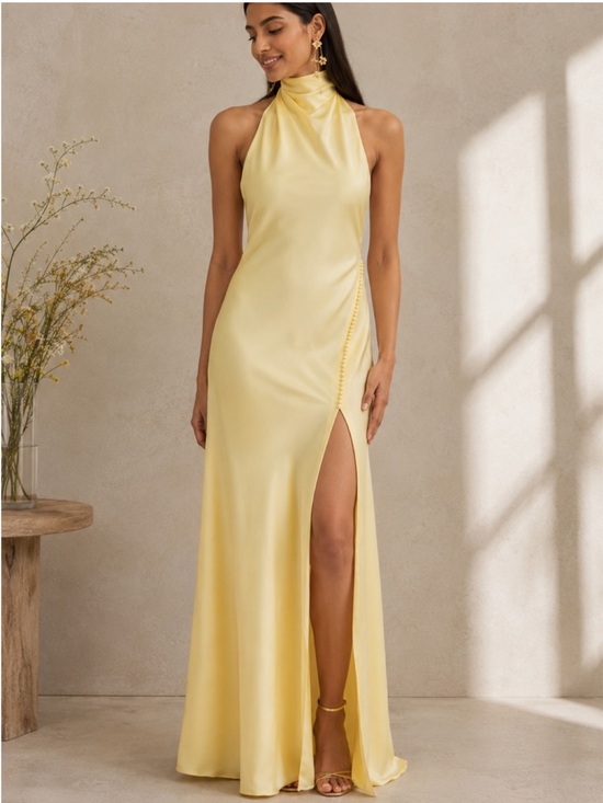 sau lee Dresses & Skirts - SAU Lee Penelope Satin Gown Maxi Dress in Popcorn Yellow size 10